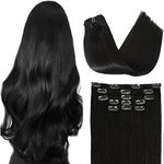 Clip in Hair Extensions 120 Grams/4.2 Ounce 100% Brazilian Remy Human Hair Extensions 9A Thickened Soft Silky Straight for Fashion Women 7pcs 17clips Full Head(22Inch Naturl Black #1B)