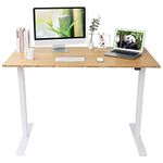 FLEXISPOT Adjustable Desk, Electric Bamboo Standing Desk Sit Stand Desk, 60 x 30 Inches Bamboo Desk Top Home Office Table Stand up Desk (White Frame+Bamboo Top)