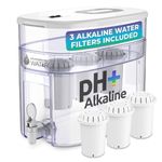 Invigorated Alkaline Water Machine - Countertop Filter Dispenser for Home/Office - 300 Gallon Capacity - 3 pH001 Filters - 3.3 gal