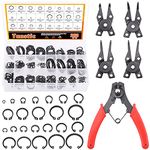 Tanstic 261Pcs 4 in 1 Snap Ring Pliers Set Snap Ring Pliers Remover Retaining Circlip Pliers with 260Pcs Internal and External Snap Ring Retaining Ring Assortment Kit