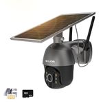 SOLIOM S600 3G/4G LTE Outdoor Solar Powered Cellular Security Camera Wireless,Pan Tilt 360°View Spotlight,1080p Night Vision,2 Way Talk,PIR Motion Sensor,No WiFi-Euro Version