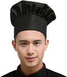 Hyzrz Chef Hat Adult Adjustable Elastic Baker Kitchen Cooking Chef Cap, Black