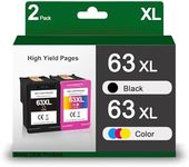 63XL Ink Cartridges High Yield Compatible Replacement for HP Ink 63 Black and Color Combo Pack Works with Officejet 3830 Envy 4520 4650 5255 5200 5258 4655 Deskjet 1112 Inkjet (Black and Color)