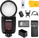 Godox V1-N V1N Round Head Flash for Nikon, 76Ws 2.4G 1/8000 HSS TTL Speedlight, 480 Full Power Shots, 1.5s Recycle Time, 10 Level LED Modeling Lamp Compatible for Nikon Camera