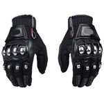 XIUJUN Steel Outdoor Reinforced Brass Knuckle Motorcycle Motorbike Powersports Racing Textile Safety Gloves (Black, XL)