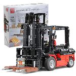 Mould King 13106 Technik Forklift, 1719 Pieces, 2.4 GHz RC Remote Controlled Forklift Truck with Power Function, Building Blocks Construction Toy Compatible with Forklift Mk II, Clear