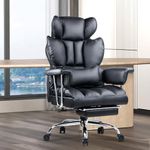 naspaluro Executive Office Chair Desk Chair, PU Computer Recliner, Ergonomic Office Chair with Footrest, Heavy Duty Leather Office Chairs for Home Office, High Back Swivel Chair-Black