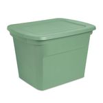 Sterilite 18 Gallon Stackable Storage Tote Container with Handles and Indented Lid for Efficient Space Saving Organization, Crisp Green (24 Pack)