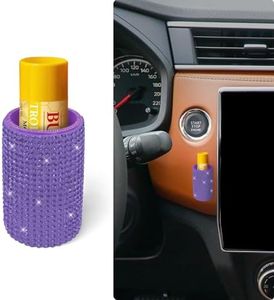 xbrtaia 1 Pack Upright Car Chapstick Holder, Bling Insulating Lip Balm Holder,Rhinestone Car Accessories for Women Interior,Suitable for Most Vehicles.(Purple)