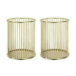 MengH-SHOP Pencil Holders Round Iron Art Pen Holder Fashion Makeup Brush Storage Basket Multifunctional Desktop Tidy Organizer for Home, School, Office, 8cm in Diameter, 2 Pieces (Gold)