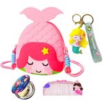 FunBlast Mermaid Sling Bag with Key Ring, Comb and Mirror – Silicone Mini Bag for Girls, Fancy Bag for Girls, Purse, Stylish Cross Body Bag with Adjustable Strap, Korean Bag for Girls (Pink)