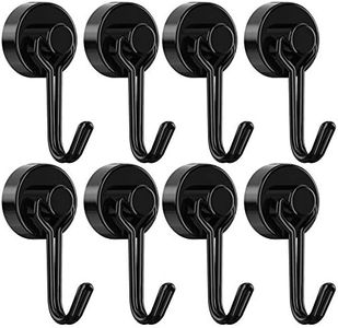 Tohoer Magnetic Hooks, Heavy Duty Neodymium Magnet Hook 30LBS with Rust Proof for Indoor Outdoor Hanging,Refrigerator,Grill,Kitchen,Key Holder,(Black, 8 x 20MM)