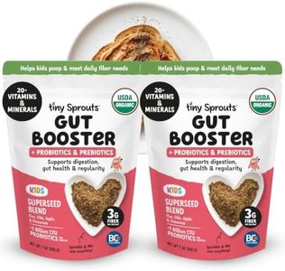 Tiny Sprouts Organic Milled Chia & Flaxseed Digestion Blend + Probiotics + Vitamin D3 | Kids Natural Constipation Support & Gut Health Booster | Prebiotic Fiber, Omega-3, Iron, Zinc | Apple & Cinnamon Superseed Blend | 7 oz x 2 Pack