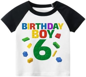 Luke & Lulu - 6th Birthday Shirt Boy Level 6 Unlocked, Turning Six, and Blocks Designs Boys' Tops, Tees & Shirts