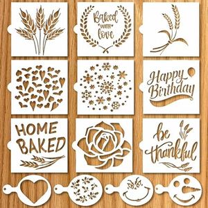 Artisan Bread Stencils for Sourdough - Cake, Pie & Cookie Stencils for Decorating Your Own Unique Design - Baking Stencil Set Incl. Classic Wheat, Hearts & More, BONUS 4 Small Coffee/Cookie Stencils