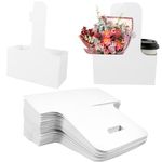 SINGOMON 50PCS 2-Cup Drink Carriers with Handle Portable White Cardboard Paper Bags Coffee Cup Carriers Coffee Cup Holders Flower Bags Disposable Cup Holder for Hot or Cold Drink, Takeout Containers