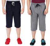 FEEL TRACK Men's Regular Fit Three Fourth Capri (Pack of 2) (GG_101_3-4_Navy_GRAY-3XL)