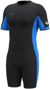 Hevto Men Shorty Wetsuits 3/2mm Neoprene Surfing Swimming SUP Diving Short Wet Suit in Cold Water Back Zip (M1S-Blue, M)