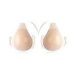 ZDQCB Adhesive Stick On Bra, Invisible Backless Bra for Women, Silicone Reusable Sticky Bra Strapless Push up Bra Improve Breast Sagging -Nude XL Size for C/D/E Cup