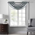 Elrene Home Fashions Colette Faux Silk Waterfall Beaded Window Valance, 42" x 22", Mineral