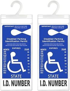 LotFancy Handicap Placard Holder- 10.6" x 5", Ultra Transparent Disabled Parking Placard Protector Hanger Sleeve - Pack of 2, with Plastic Large Hanger