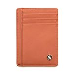 POWR Mens Wallet, Slim RFID Blocking Minimalist Credit Card Holder (Orange), Holds up to 7 Cards and Bank Notes, Ideal for Travel