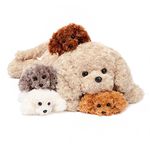 MorisMos Giant Dog Teddy Stuffed Animal, 60cm Large Mom Dog with 4 Baby Inside, Kawaii Dog Plush Soft Toy Big Fluffy Puppy Teddy Presnent for Kids Girlfriend Birthday Deco