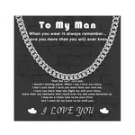 GBTBYS To My Man Necklace Boyfriend Husband Gifts Cuban Chain Link Necklace Mens Fathers Day Birthday Gifts for Him Couple Anniversary