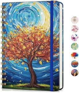 PAPEJOON Lined Spiral Journal Notebook for Women, A5 Cute Hardcover Spiral Journals for Writing, 150 Pages Pretty College Ruled Notebooks for Work & Note Taking, 5.75" x 8.38", Cosmic Tree of Life