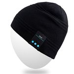 Rotibox Washable Bluetooth Beanie Hat Pom Pom with Wireless Stereo Over Ear Headphones Headsets Earphone Speaker Hands Free for Compatible with iPhone Samsung Android Cell Phone - Black