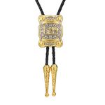 Bolo tie for Men- Western Cowboy Horse Prayer Cross Gold Bolo tie