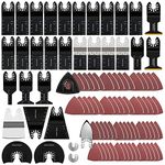 68 Pcs Universal Wood/Metal Oscillating Multi Tool Saw Blades Accessories Contain Multitool Blades & Sanding Pad/Sheet for Multimaster Porter Cable Black&Decker Bosch Craftsman etc