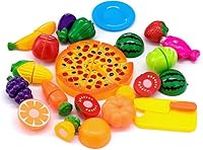 Kingdommax Kitchen Toy Food, 24Pcs Plastic Fruit Vegetable Kitchen Cutting Toy Set Kids Toys