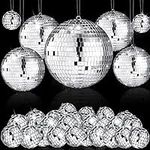 Hoolerry 65 Pcs Mirror Disco Balls Ornaments Different Sizes Bulk Reflective Hanging Disco Ball Decorations for Disco Themed Bachelorette Wedding Music Festivals Party(6/3.2/2/ 1.2 in)