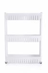 ATTRO Slim Rack 3 Layer Rack Made with Heavy Plastic Material Lightweight, Foldable and Portable Simple Assembly Comes with Movable Wheels Perfect for Kitchens Storage Organizer,Homes,Offices-White