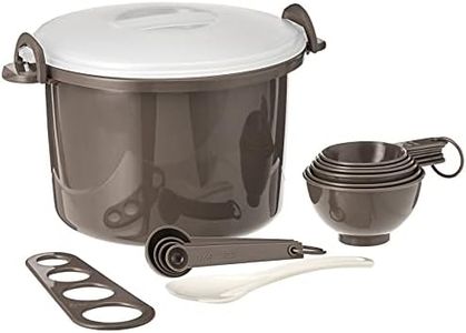 Prep Solutions by Progressive Microwaveable Rice and Pasta Cooker-17 Piece Set Includes Measuring Spoons and Cups, Rice Paddle, Steaming Insert, Pasta Measurer and Locking Lid-12 Cup Capacity BPA FREE