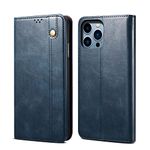 Pirum Mobile Phone Case Compatible with Apple iPhone 16 Pro Max Genuine Quality Navy Blue Leather Flip Cover with [Card Slots] [Magnetic Closure] [Durable Frame] (Navy Blue)