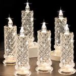 Rose Shadow LED Flameless Candles, 6PCS Romantic Battery Operated Candles Led Pillar Candles for Valentine's Day Romantic Propose Anniversary Wedding Decorations(D 2.5" x H 7.2") (White Rose-6PCS)