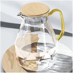 DUJUST Water Jug with Lid [2 Litre], Elegant Diamond Design Glass Jug with Handle, Decoration for Room, High Durability Pitcher Carafe for Ice Tea Maker, Juice, Hot/Cold Coffee