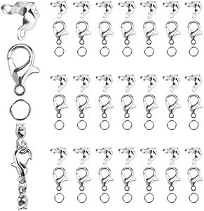 SAVITA 450pcs Jewelry Making Accessories Set, Includes 50pcs Lobster Claw Clasps 200pcs Jump Rings and 200pcs Bead Tips Knot Covers for DIY Jewelry Crsfts Making (Silver)