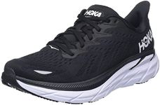 HOKA ONE ONE Men's Clifton 8 Running Shoes, Black/White, 8.5 UK