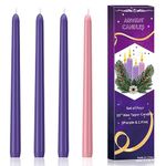 4 Pack Advent Taper Candles Premium Hand Dipped 10in Unscented Christmas Taper Candles - Ideal for Seasonal Celebrations, Holidays, Church, Celebration, Party