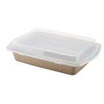 Rachael Ray Cucina Nonstick Baking Pan/Cake Pan with Lid and Grips, Rectangle - 9 Inch x 13 Inch, Brown