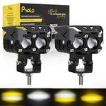 Pivalo 45W Fog Light with Ultra Bright Dual Projector Lens 12V DC Spot Beam Waterproof Mini Driving LED Lamp Universal For All Motorcycles Bikes Scooty and Cars (Pack Of 2, White and Yellow)