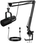 FDUCE SL40+ Dynamic Podcast Microphone,USB/XLR Microphone kit for Streaming&Gaming,Boom Arm Stand Mic,Built-in Headphone Output,Mute Button,gain Button