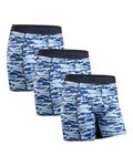 DANISH ENDURANCE Men's Sports Trunks, Breathable, Soft, Quick Dry, 3 Pack, Blue Camouflage, L