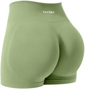 TAYOEA Workout Shorts Women Scrunch Butt Booty Lifting Seamless Biker Shorts for Gym Athletic Yoga Olive,L
