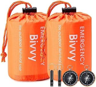 Esky Emergency Sleeping Bag, 2 Pack Survival Bag Portable Thermal Bivy Sack, Waterproof Lightweight Emergency Blanket Survival Gear with Compass and Whistle for Camping Hiking Outdoor Adventure