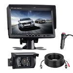 RV Backup Camera System, 7 inch 1080P HD Monitor Vehicle Backup Camera, Waterproof Rear View Camera with Night Vision 18 IR LED Reverse Truck Wired Back Up Camera for Cars/Trailer/Van/Jeep/SUV