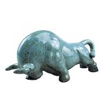 KCGANI Feng Shui Ceramic Decor Bull Ornaments, Crafts Wealth Bulls Statues Sculptures for Office, Home, Tea Set, Present, Blue